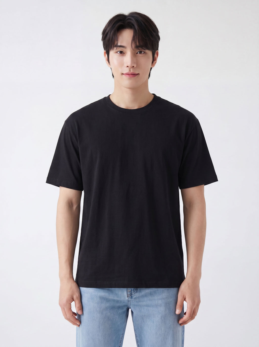 メンズ プレミアムコットン100% クルーネック ベーシックTシャツ