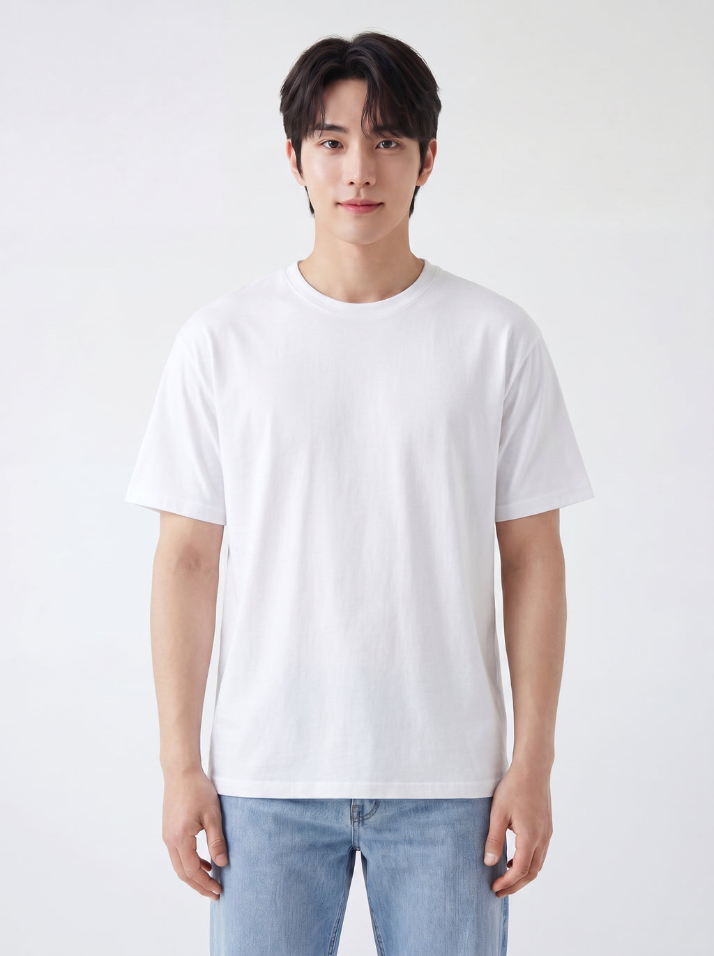 メンズ プレミアムコットン100% クルーネック ベーシックTシャツ
